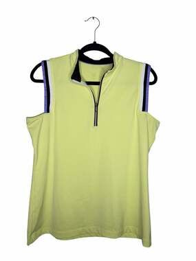 TAIL / light yellow zip front sleeveless golf tank / L